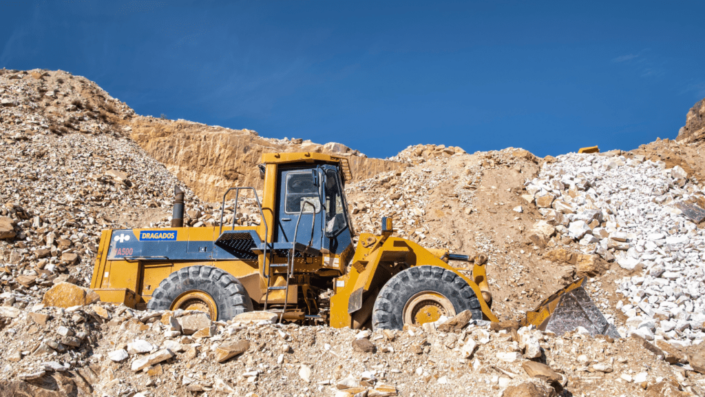 a mining truck in a mountain rig