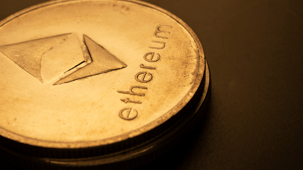 an Ethereum engraved in a crypto coin