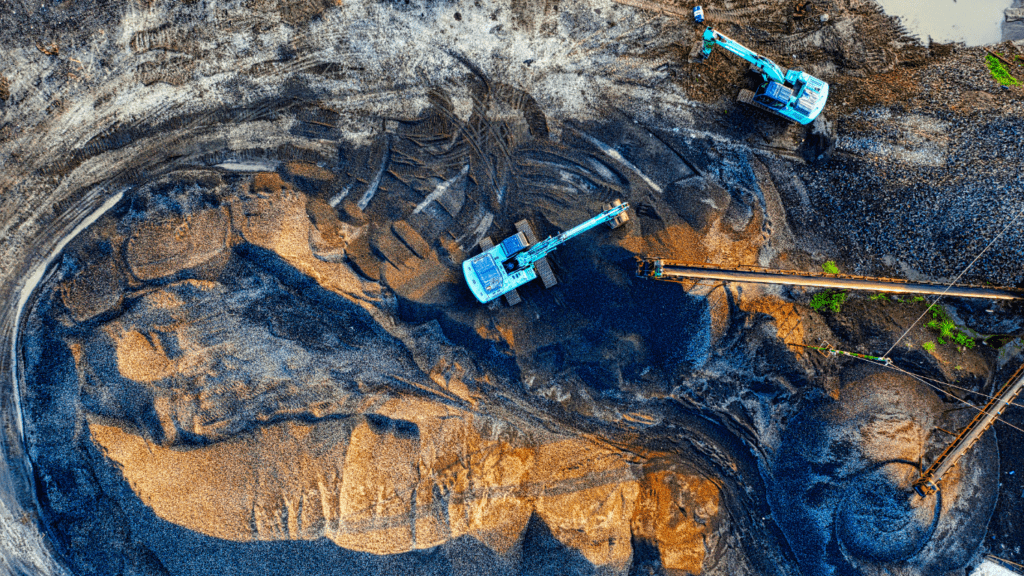 an overlooking view of a mining rig