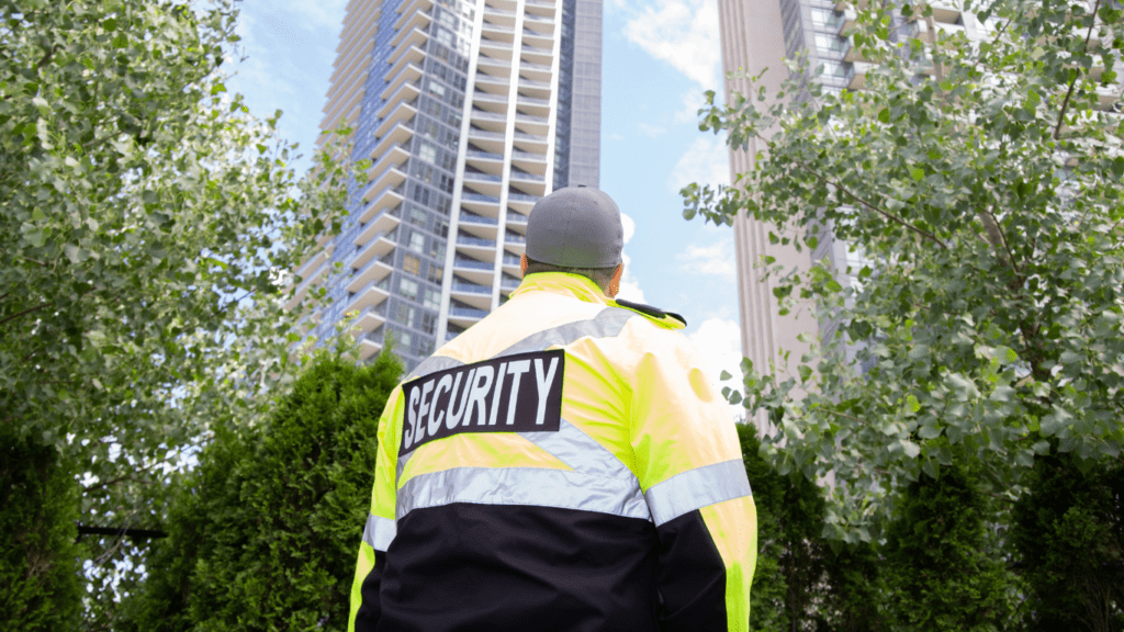 a man wearing a security personnel attire